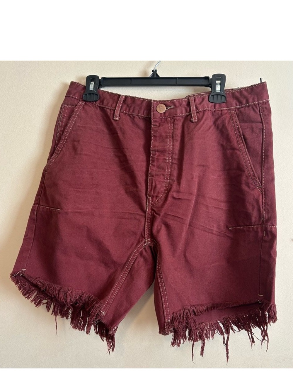 One Teaspoon Manx MR Pinks Bordeaux Fringe Hem Shorts Size 34 NWT